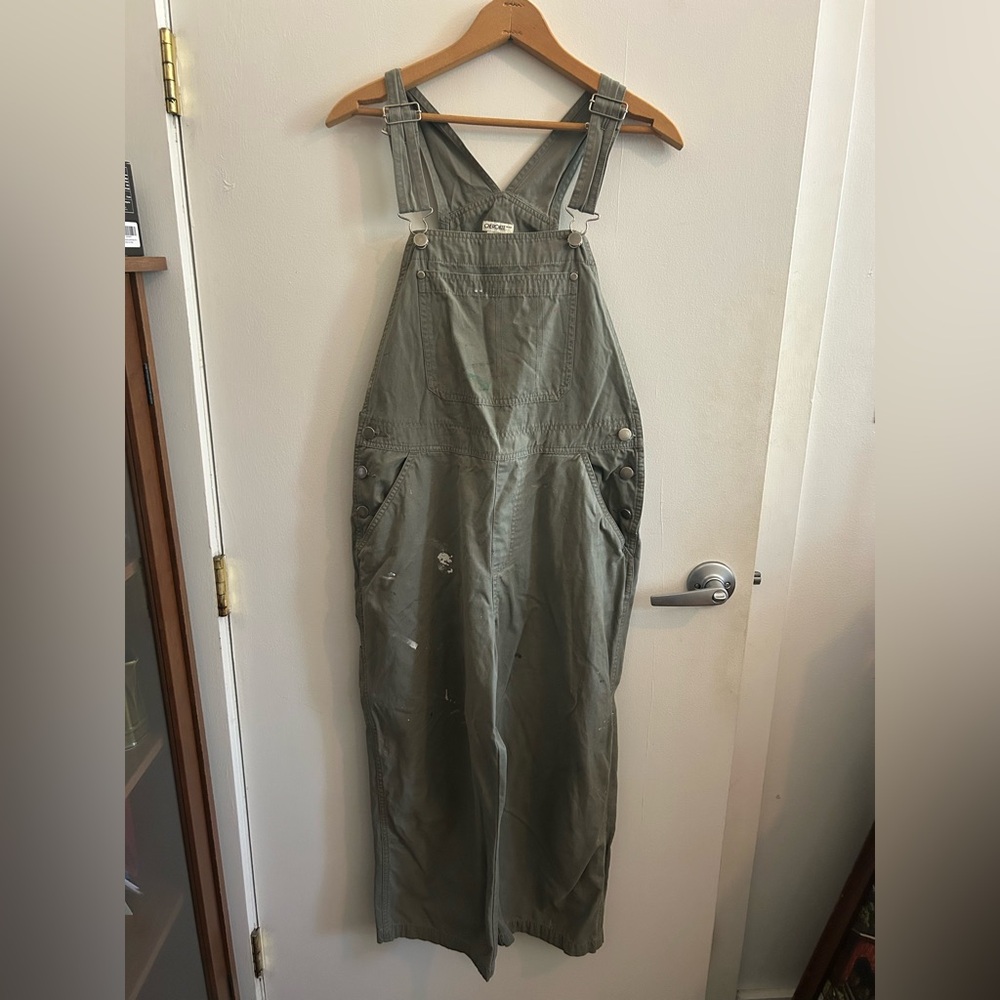 Painted Gray Denim Overalls